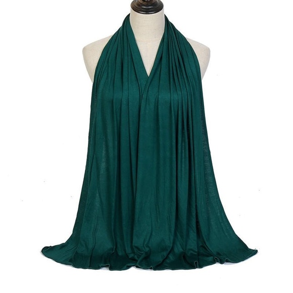 Super soft and stretchy jersey hijabs shawl Green scarf - Picture 3 of 6